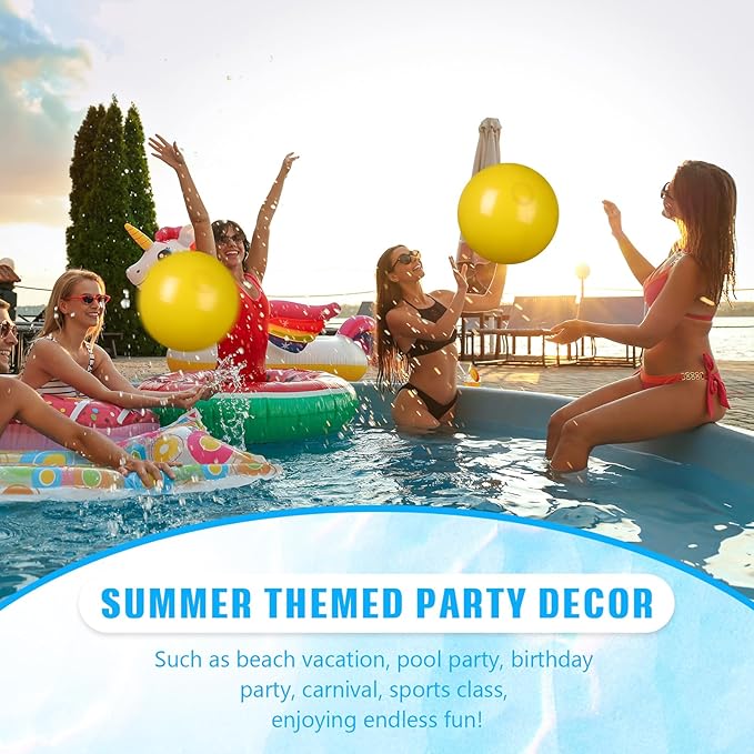 4 Pcs Inflatable Beach Ball 24 inch Swimming Pool Balls Summer Outdoor Decor Ball Ornaments Floatable Beach Balls for Swimming Pool Birthday Party Supplies