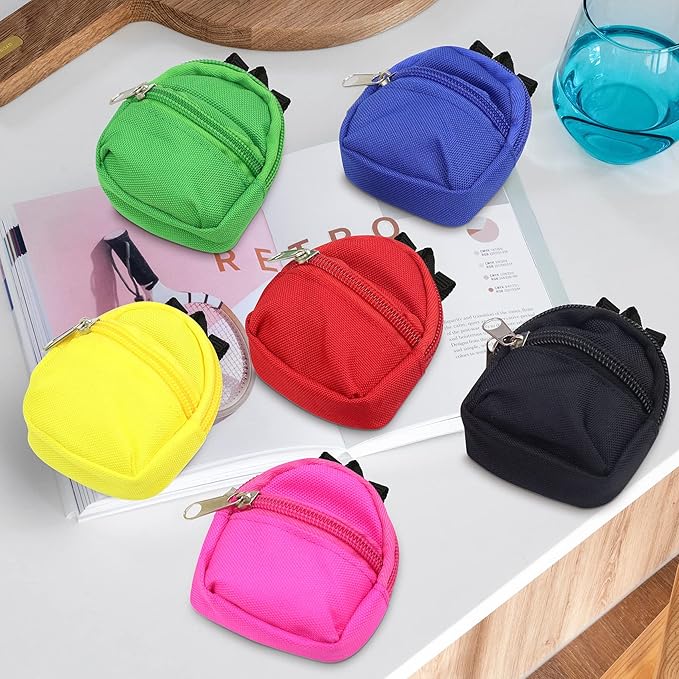 UNICORN ELEMENT 6pcs Doll Backpacks, Mini Zipper School Bags for Dolls, Cute Doll Bags School Supplies Backpack for Doll Accessories