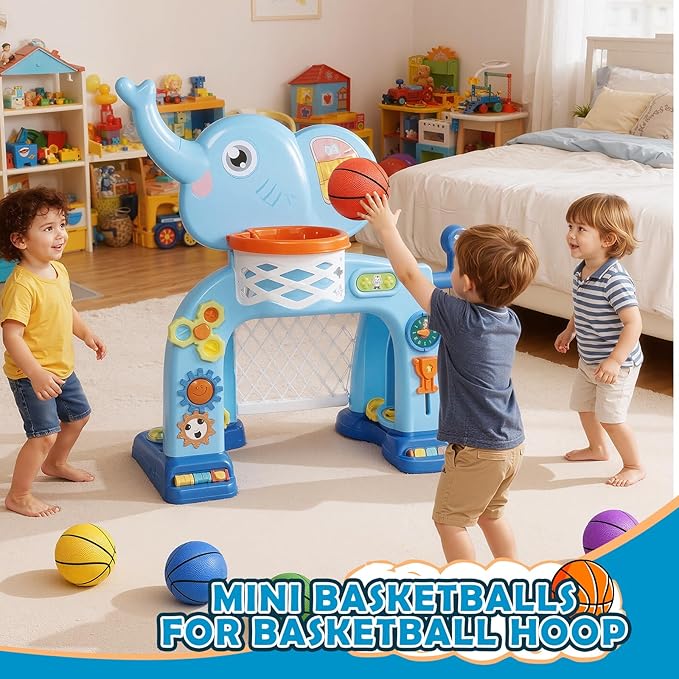 Mini Basketball Set - 5 Pack 6" Small Balls with Pump, Over The Door Mini Hoop Replacements, Toy for Toddlers, Kids, Teenagers, Pool, Indoors, Outdoors