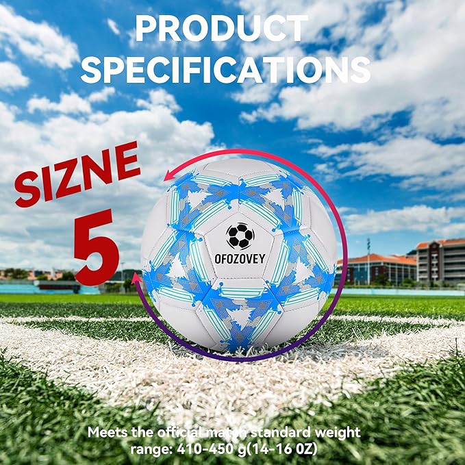 Soccer Ball Size 3,4,5 Two Pack,Classic Indoor Outdoor Soccer with 1 Pump 2 Net Bag and 2 Needle,Long-Lasting for Training, Games, Outdoor & Indoor Play Ideal Gift for Boys Girls Youth Adult