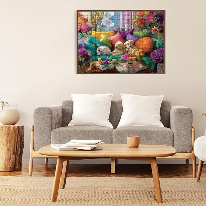 500 Piece Puzzle for Adults – Sofa Dog Jigsaw Puzzle 500 Pieces for Adults Seniors – Eco-Friendly Recycled Paper – Fun & Challenging Game Gift for Friends and Family (20.5 x 15 in)