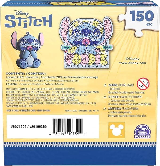 Spin Master Games, Stitch Micro Puzzle in Vinyl Pouch, 150 Pieces, Kids Puzzle Disney Collectible Case, Kids Toys for Girls & Boys, for Ages 8 & Up