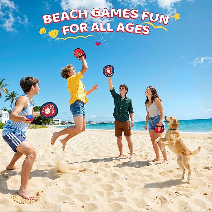 Toss and Catch Ball Game Set for Kids 3-5, Kids Toddler Baseball Glove & Catch Ball Toys,Kids Outdoor Games for Family, Toys for Beach Pool Yard Outside, Birthday Gift for Ages 3 4 5 6 7 8-12