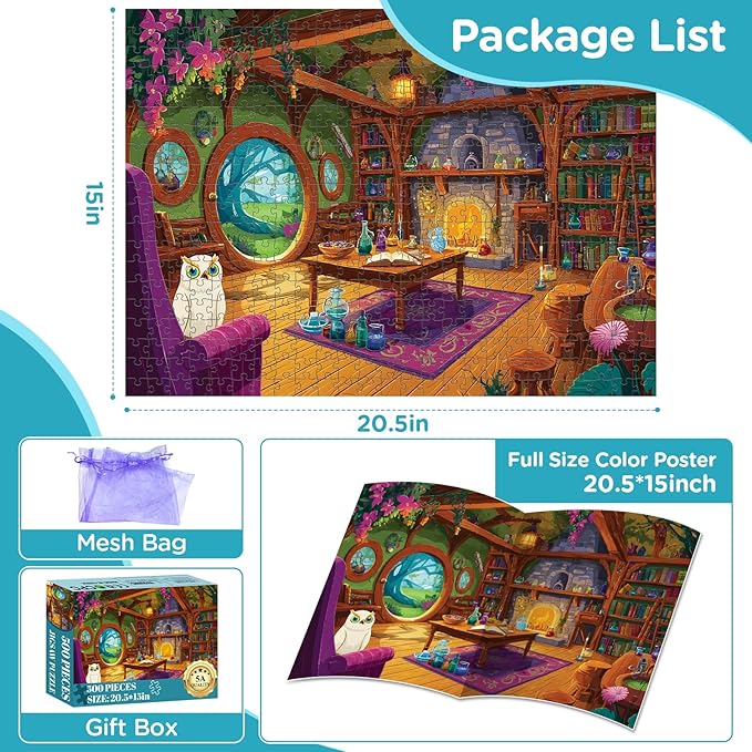 500 Piece Puzzles for Adults,Owl Forest Jigsaw Puzzles 500 Pieces,Magic House Puzzle 500 Pieces Adult Funny Jigsaw Puzzle Premium Cardboard Puzzles Home Decor Birthday Party Gift