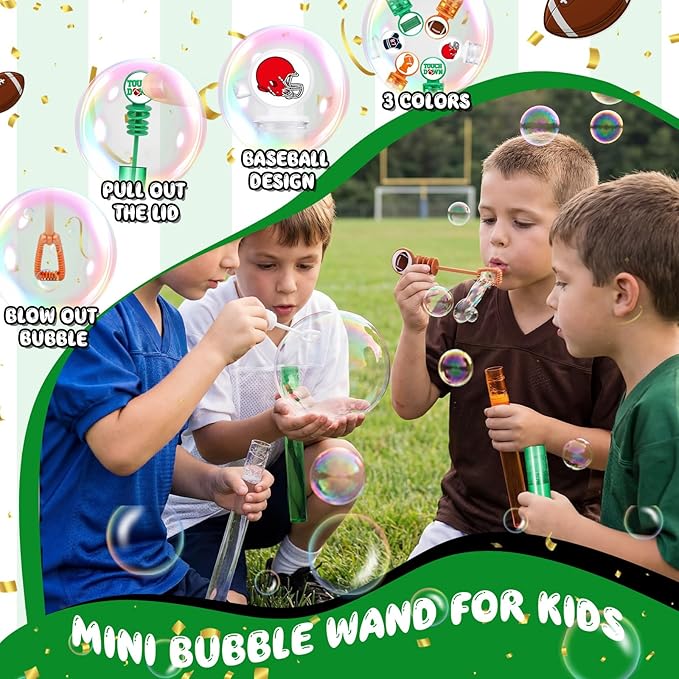 24 Pcs Football Party Favors, Football Bubble Wands Bulk, Sports Themed Birthday Gift Party Supplies, Game Day Classroom Prizes, Goodie Bag Stuffers, Rugby Group Games Activities
