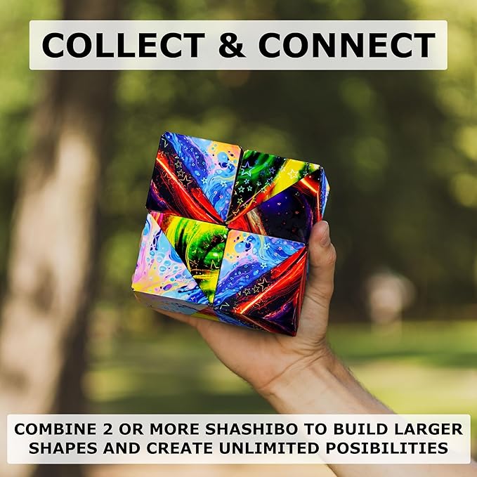 Shashibo Shape Shifting Box - STEM Fidget Toy with Ultra Strong Magnets - Sensory Puzzle Cube Transforms Into 100+ Shapes, Easter Basket Stuffers Gift for Kids, Teens, and Adults (Cosmos)