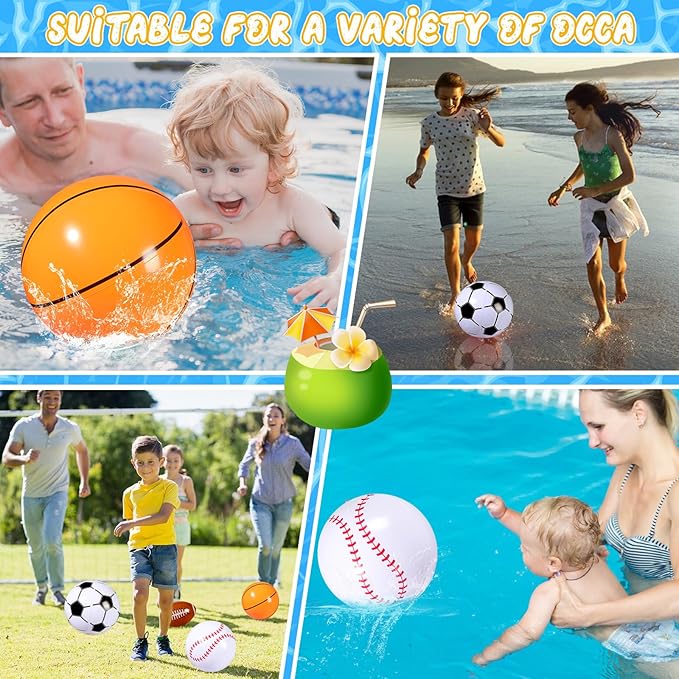 WELLVO 24 Pack 12" Soccer Style Inflatable Beach Balls - Bulk Kids Party Favors & Outdoor Sports Toys (Earth)
