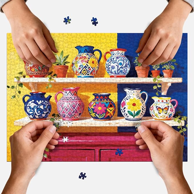 Puzzles for Adults 1000 Pieces - Vibrant Folk Art Puzzle with Colorful Hand-Painted Ceramic Design, Impossible Jigsaw Puzzles for Relaxation, Home Decor & Gift, 50x70cm (19.7x27.56in)