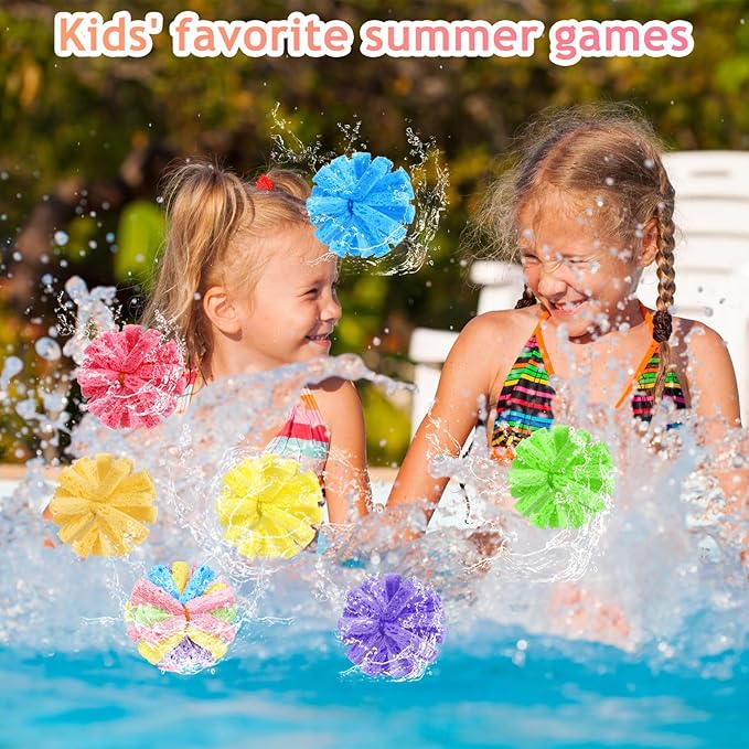 30 Pcs Reusable Water Balls for Outdoor Water Sponges Kids Games Toys Soft Quick Soak Pool Fight Toys for Summer Activities Backyard Trampoline Beach Party (Fresh Color)