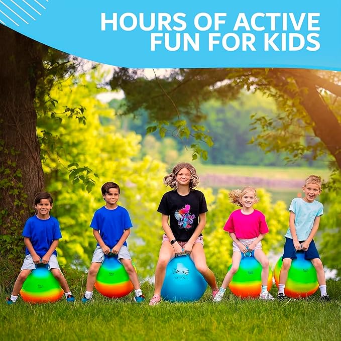 Xino Sports Hopping Ball for Kids, Teens & Adults - Fun Bouncy Ball with Handle, Durable and Safe Hopper, Indoor and Outdoor Toy for Jumping & Exercise (Orange, 22 Inch Diameter)
