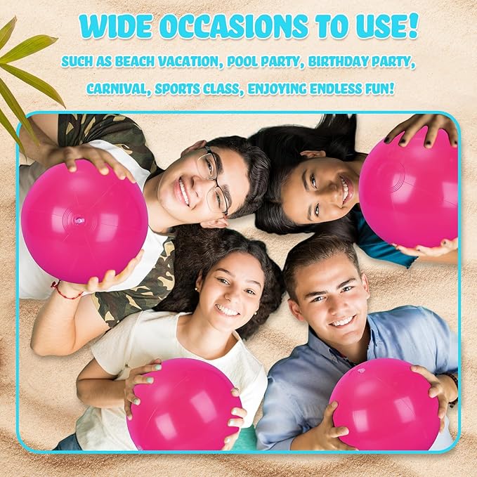 Raiten 12 Pcs Beach Ball Inflatable Beach Balls Large Inflatable Ball Floating Ball for Swimming Pool Party Favors Outdoor Activities Summer Birthday Party Supplies (Pink,12 Inch)