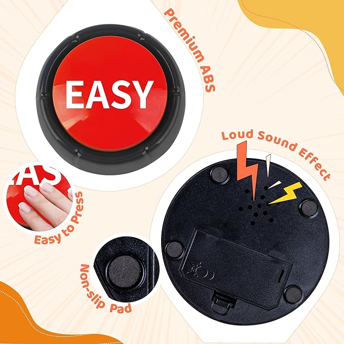MyMealivos Easy Buzzer Button Toy - Gag Gifts, Game Addition, Stocking Stuffer (Easy)
