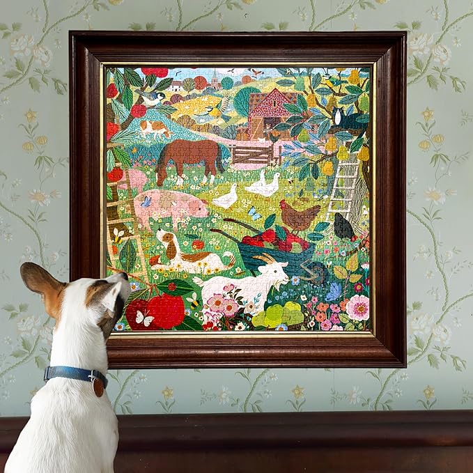 eeBoo 1000 Piece Puzzle - English Pastures Jigsaw Puzzle for Adults, Square 23" x 23" Made with Recycled Board & Vegetable-Based Ink