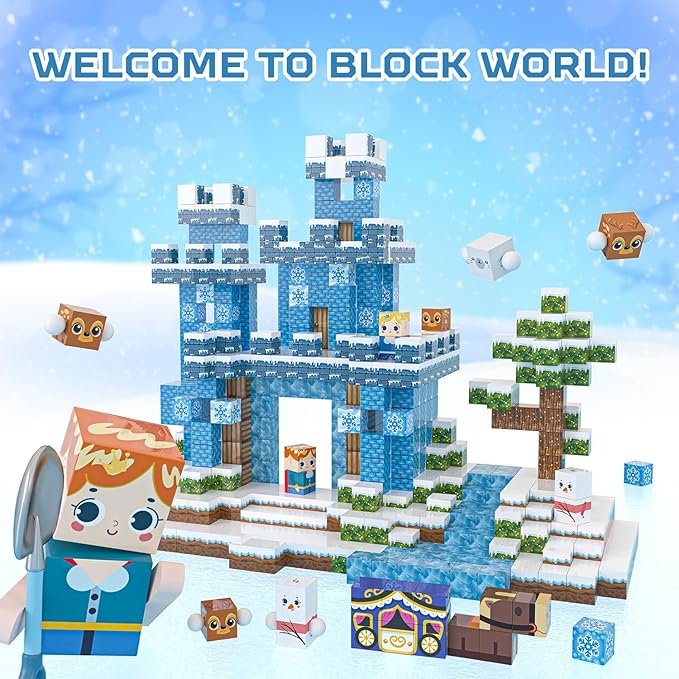 100PCS Magnetic Blocks, Magnet Building Blocks for Kids Age 4-8, Magnetic Cubes Sets for Frozen Princess Castle Build, Magnet Cubes Tiles Toys for Girls Age 3+ Years Old Birthday Gift