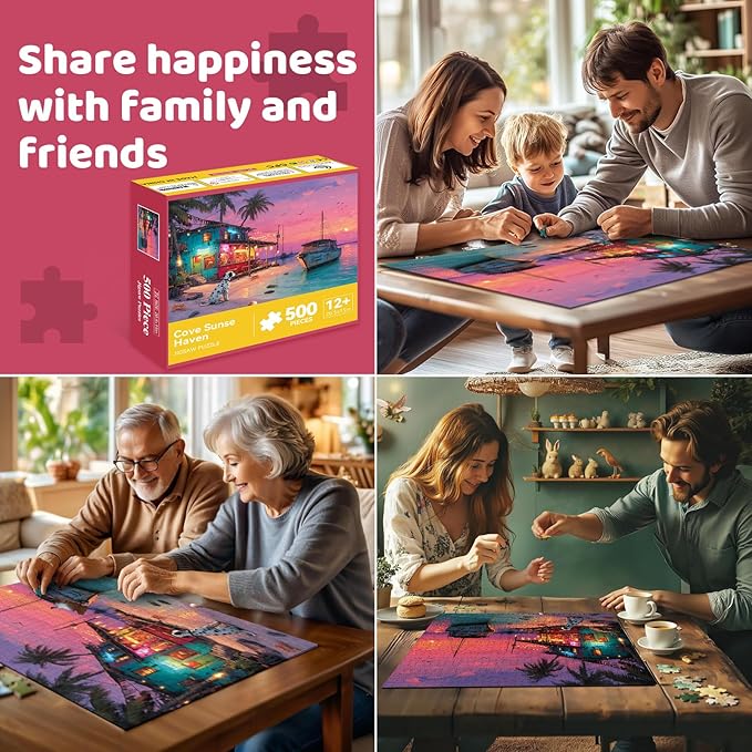 500 Piece Jigsaw Puzzle for Adults – Beach Bar Jigsaw Puzzles 500 Pieces, Tropical Coastal Seaside Puzzles for Adults 500 Pieces, Challenging Perfect for Game Nights, 20.5 X 15 in