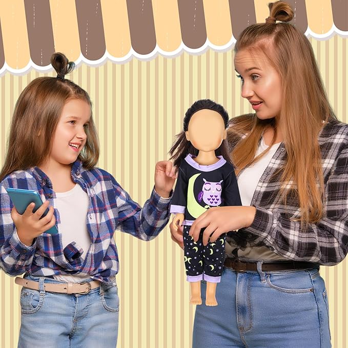 Fourluoo 6 Sets Baby Dolls Clothes 18 Inch Reborn Baby Doll Outfit Accessories Jumpsuits with Hats for Party Game Gifts (Cartoon Style)