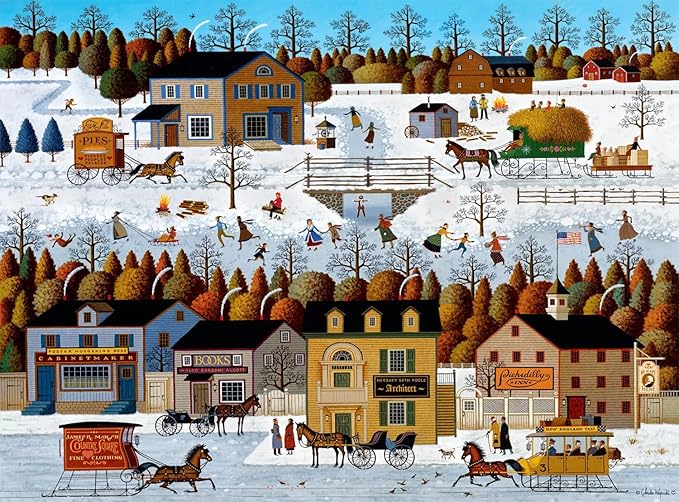 Buffalo Games – Charles Wysocki - Windjammer Canal - 1000 Piece Winter Jigsaw Puzzle - Festive Holiday Puzzles for Adults – Precision-Cut Pieces, Christmas Artwork, and Hours of Fun