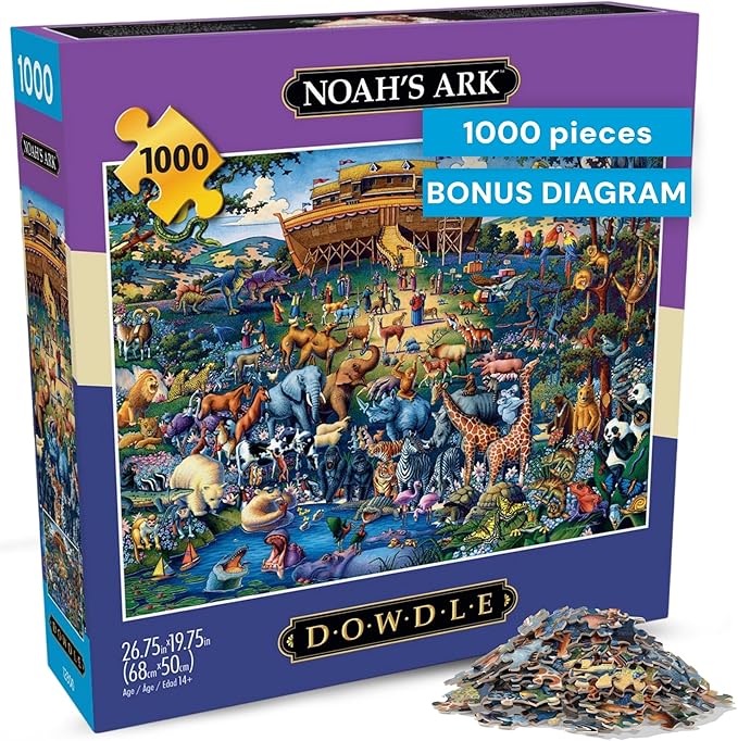 Buffalo Games - Jigsaw Puzzles 1000 Pieces - Dowdle Noah’s Ark Puzzle - Premium Giftable Foil Box with Reference Poster - Made in USA