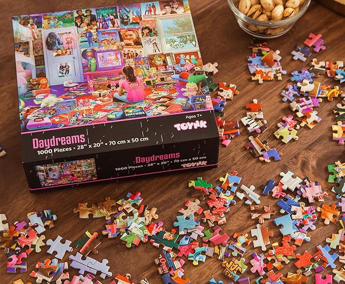 Daydreams '80s and '90s Pop Culture 1000-Piece Jigsaw Puzzle By Rachid Lotf | Educational Brain Teaser, Nostalgic Retro Toys & Games for Kids, Building Kit Activities | 28 x 20 Inches