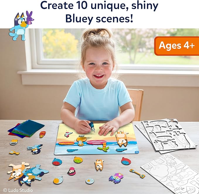 Skillmatics Foil Fun Bluey - Mess-Free Art & Craft Kits for Kids, DIY Creative Activity, Travel Toys, Gifts for Girls & Boys Ages 4, 5, 6, 7, 8 and Up
