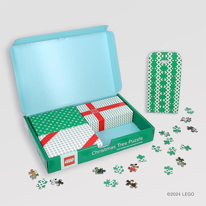 Lego Christmas Tree Puzzle | Four Connecting 100-Piece Jigsaw Puzzles