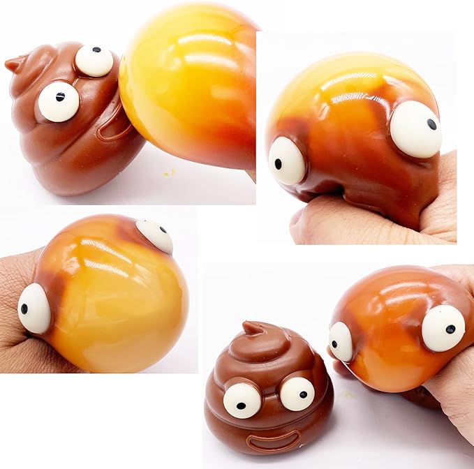 LBKKC Easter Basket Stuffers Poop Stress Ball,2 Pack Creative Squishy Squeeze Toy Funny Relief Stress Gag Gifts Toys for Kids, Practical Joke Party Favor Gifts