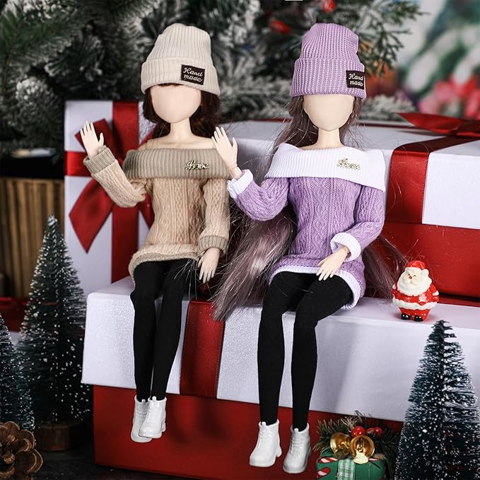 Geyoga 12 Pcs Doll Clothes and Accessories for 12 Inch Summer Dolls Sweater Pants Shoes Hat Outfits Doll is Not Included(Pink, Purple, Beige,12 Inch)