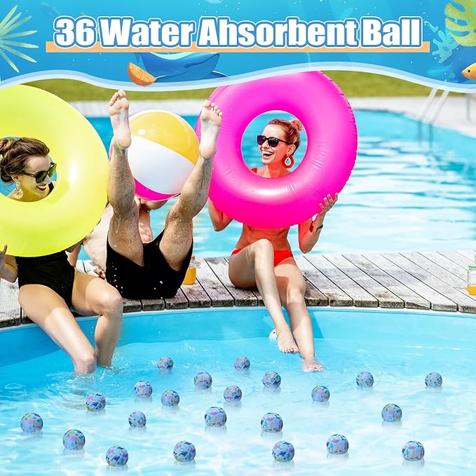 Reusable Water Float Balls Pool Beach Toys for Outdoor Summer Activities 2 Inch Splash Water Small Absorbent Balls Bulk for Adult Swimming Beach Soaking Game Party