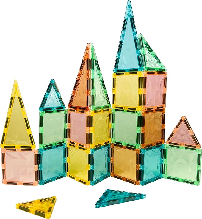 Magnetic Tiles,Magnet Building Blocks Construction Stacking Educational Toy Creative Playboard for Kids Ages 3+ (032 Pieces)