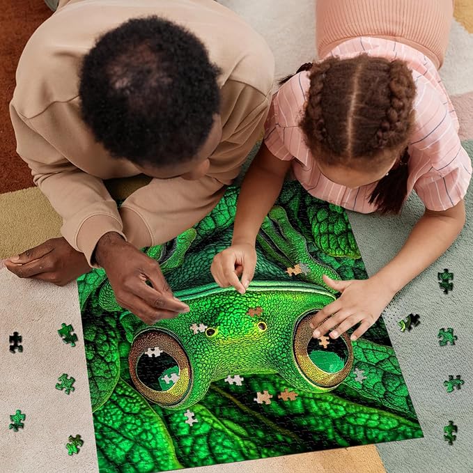 Frog Puzzles for Adults 1000 Pieces, Nature Wild Animal Jigsaw Puzzles, Challenging Forest Puzzle as Wall Decor