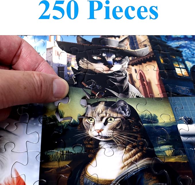 Think2Master Funny Cats 250 Pieces Jigsaw Puzzle Featuring Kittens and Cats. Great Gift. Large Pieces. Size: 14.2” X 19.3”