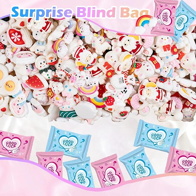 50 Pcs White Cartoon Blind Bags: Mystery Mini Resin Figures for Kids, Random Tiny Cute Charms, DIY Craft Supplies, Dollhouse Miniatures, Party Favor Toys for Collecting & Phone Case Decoration