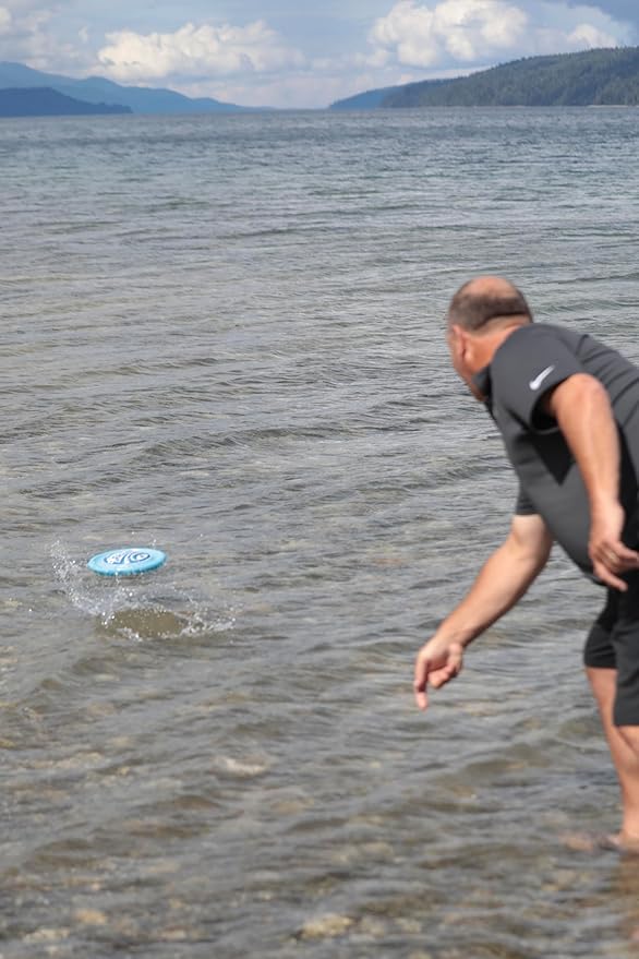 Skipping Disc Toy – Water Skipping Disc for Pool, Beach & Summer Fun – Floating Foam Throw Toy for Kids & Adults, Outdoor Water Play, Swim Training, Backyard Games (Blue)