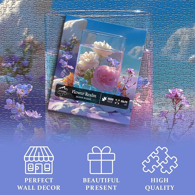 PICKFORU Flower Puzzle for Adults 1000 Pieces,Nature Plant Floral Art Jigsaw Puzzle, Flower Vase Impossible Challenge for Adults
