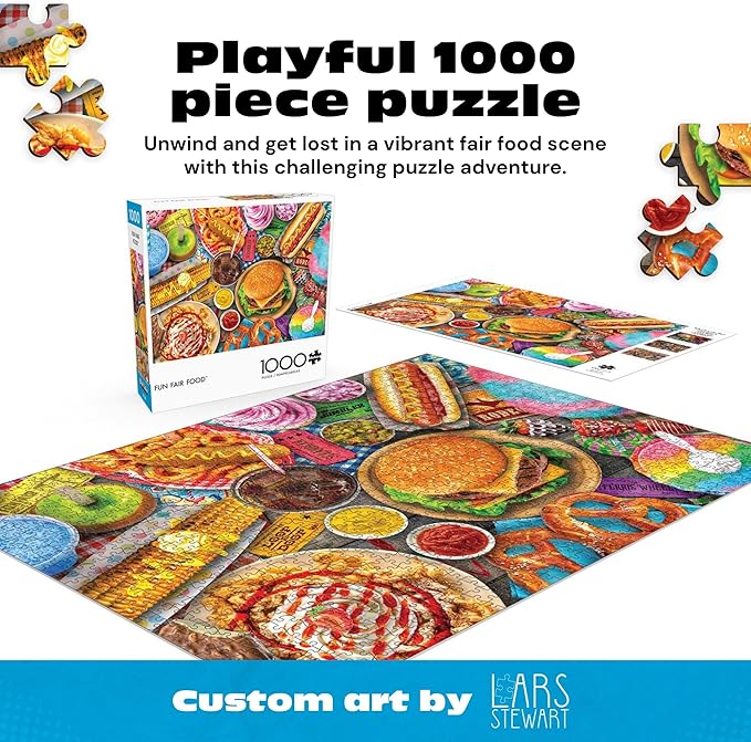 Buffalo Games - Fun Fair Food - Lars Stewart - 1000 Piece Jigsaw Puzzle for Adults - Vibrant Summer Fair Scene with Mouth-Watering Treats - Challenging Puzzle Perfect for Game Nights - Made in the USA