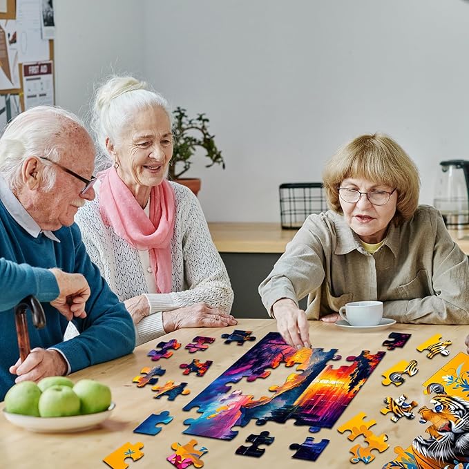6 Pack 36-Piece Large Jigsaw Puzzles for Seniors Easy Dementia Alzheimer Products Dementia Activities Memory Training Game for Elderly Alzheimer's Patients in Nursing Home Gift (Style 1)