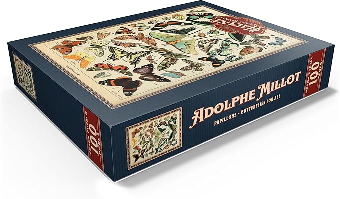 MyPuzzle Papillons - Butterflies for All, Vintage Art Poster, Adolphe Millot - Premium 100 Piece Jigsaw Puzzle for Adults