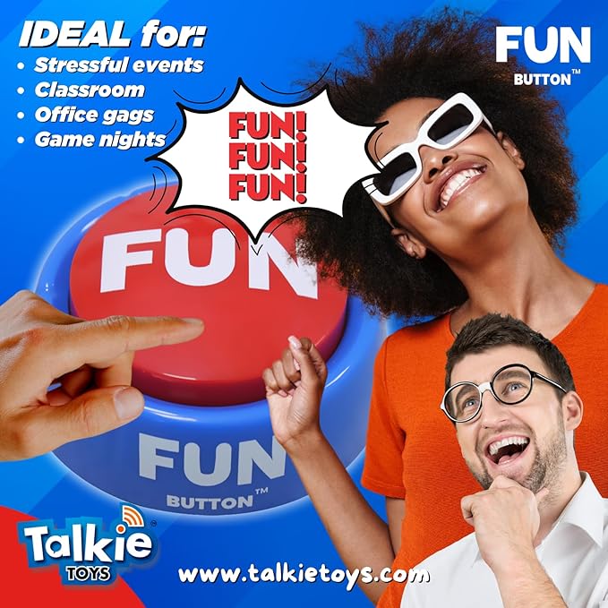 Talkie Toys Products Fun Button - Features Hilarious Fun Phrases – Talking Button for Stress Relief, Funny Gifts and More