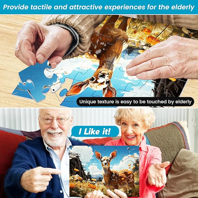 6 Pack 24 Large Piece Puzzles for Seniors Puzzle Dementia Alzheimer's Products Activities Alzheimer's Jigsaw Puzzle Eagle Beach Deer Easy Puzzle Cognitive Games Gifts for Adult Elderly Seniors