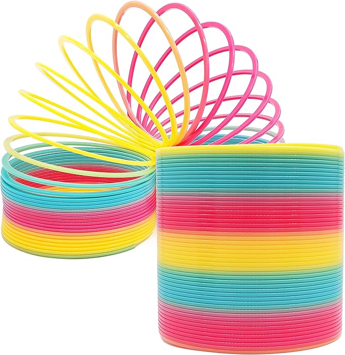 The Dreidel Company Jumbo Rainbow Plastic Coil Spring, Party Favor for Kids, Individually Wrapped, 6" (150mm) Spring (2-Pack)