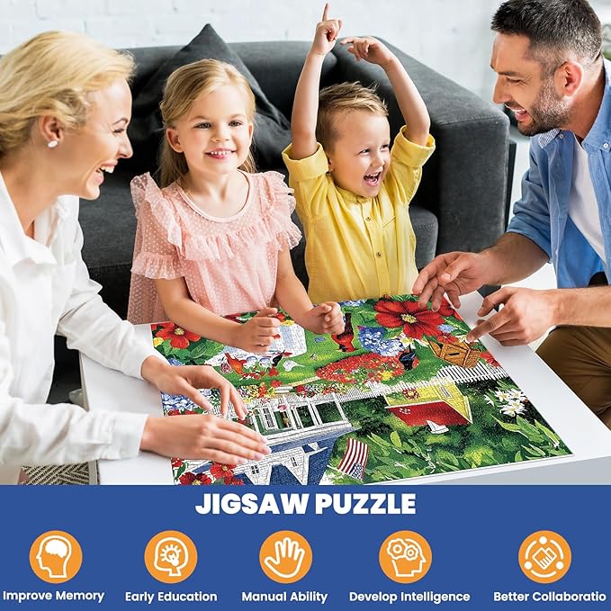 1000 Piece Puzzle for Adults, Beautiful Garden Scene Puzzles, Birds and Flowers Jigsaw Puzzles 1000 Pieces,Fun Landscape Puzzle for Adults Kids Seniors,Challenging Family Game Great Gift Idea,28*20 in