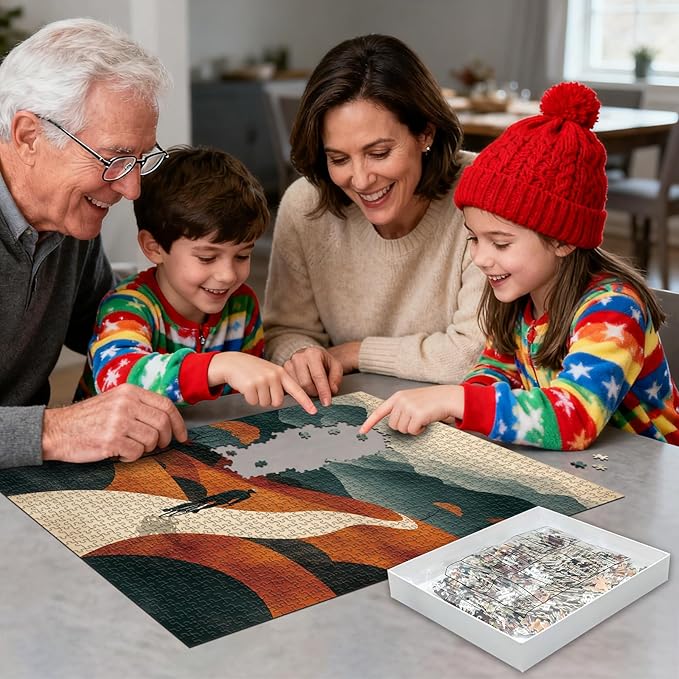Puzzles for Adults 1000 Piece Jigsaw Puzzles with Letters on Back Warm Earthy Tone Cycling Artwork for Minimalist & Boho Home Decor 27.56 x 19.7 inches