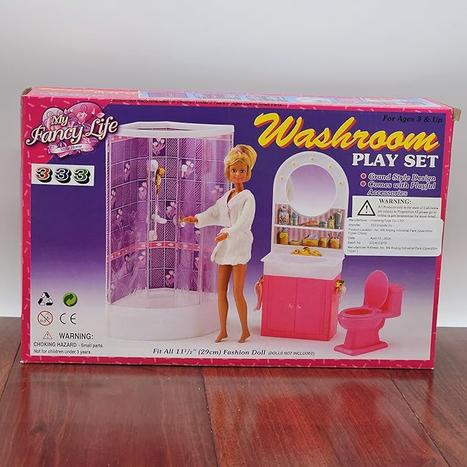 My Fancy Life Washroom Doll's Furniture Play Set for 12" Fashion Doll