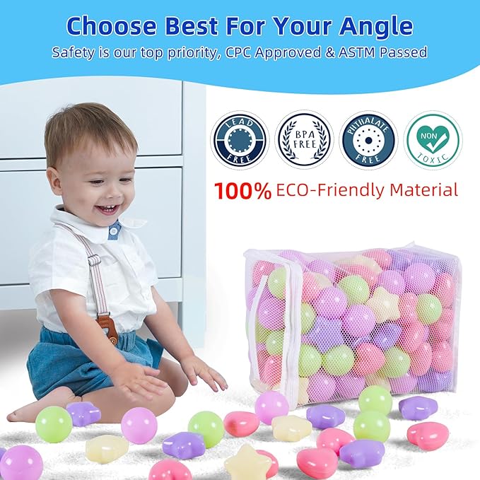 Star Ball Pit Balls for Toddlers -100pcs Macaron Pit Balls Phthalate Free BPA Free Crush Proof Play Balls Play Tent Pool Playhouse Playpen Party Decoration.
