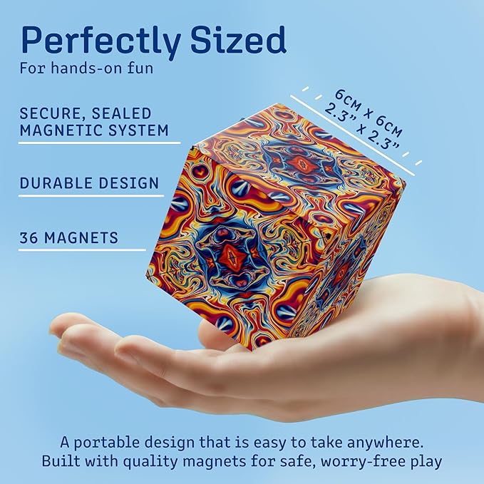 Shashibo Shape Shifting Box - STEM Fidget Toy with Ultra Strong Magnets - Sensory Puzzle Cube Transforms Into 100+ Shapes, Easter Basket Stuffers Gift for Kids, Teens, and Adults (Spaced Out)