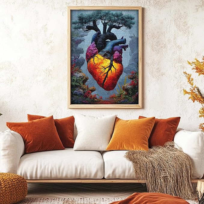 PICKFORU Heart of the Forest 1000 Piece Puzzle for Adults, Nature Mountain Plants Jigsaw Puzzles, Colorful Impossible Whimsical Puzzles as Wall Art