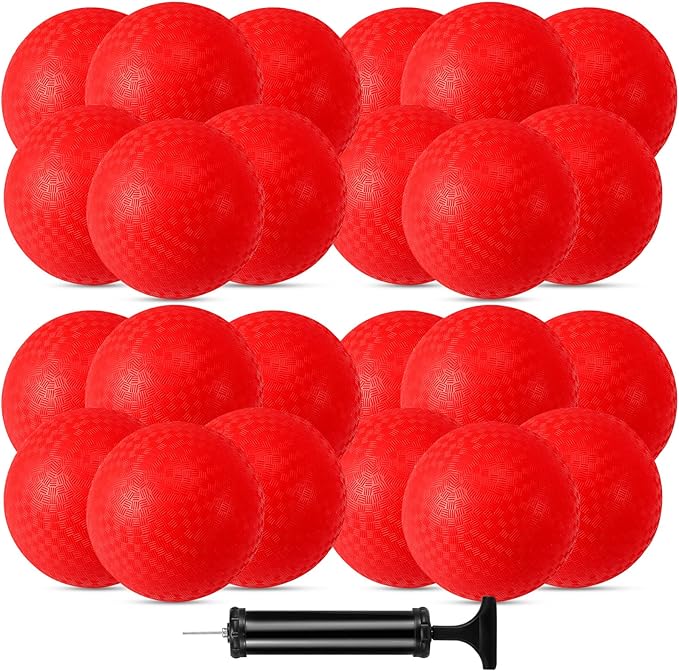 24 Pcs Playground Balls,6 Inch Inflatable Dodge Balls,Sport Bouncy Balls with a Hand Pump,Dodgeball Balls for Indoors Outdoors Ball Games,Gym,School,Camps,Picnic