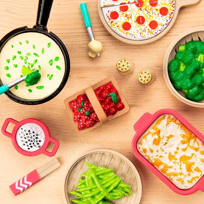 Lori – Play Food for Mini Dolls – Cooking Accessories for 6-Inch Dolls – Pizza, Sushi, Dessert – Dollhouse Set for Kids – 3 Years + – Gourmet Market