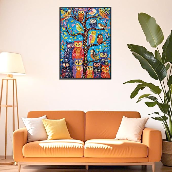 Rocorose Owl Jigsaw Puzzles for Adults 1000 Pieces, Colorful Habitat for Owls Puzzle Bird Nature Animal Challenging Puzzles for Game Nights Home Decor