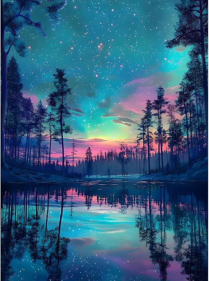 Puzzles for Adults 500 Pieces, Northern Lights Jigsaw Puzzles - Aurora's Mirror, Impossible Landscape Puzzle for Seniors Families,20.47x14.96 inches, 1:1 Poster, Letter on The Back